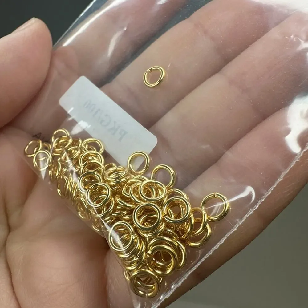 500pcs Jump ring, gold-plated brass, 4mm round, 2.4mm inside diameter 20 gauge